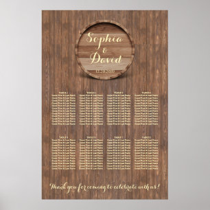 Póster Gráfico de asientos de Boda de barril de madera de