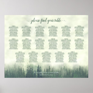 Póster Gráfico de Asientos de Boda de Bosque de Pino Verd