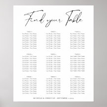 Gráfico de asientos de Boda de caligrafía mínima m