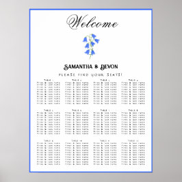 Póster Gráfico de Asientos de Boda de Campanillas Azules
