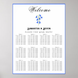 Póster Gráfico de Asientos de Boda de Campanillas Azules