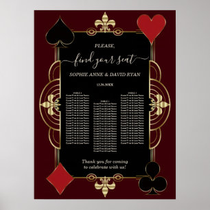 Póster Gráfico de Asientos de Boda de Casino Burgundy Pro