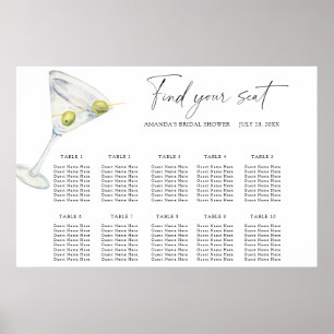 Póster Gráfico de asientos de boda de cóctel Dry Martinis