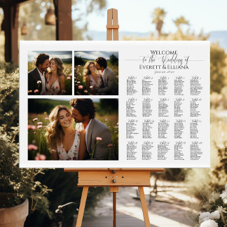 Póster Gráfico de asientos de boda de collage fotográfico