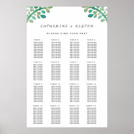 Póster Gráfico de asientos de Boda de color verde de colo