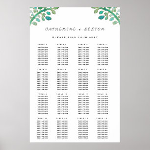 Póster Gráfico de asientos de Boda de color verde de colo