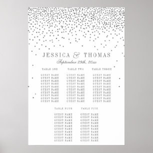 Póster Gráfico de asientos de Boda de confetti de color p