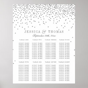 Póster Gráfico de asientos de Boda de confetti de color p