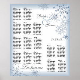 Póster Gráfico de asientos de Boda de copo de nieve Azul