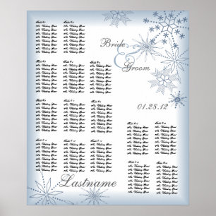 Póster Gráfico de asientos de Boda de copo de nieve Azul
