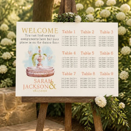 Póster Gráfico de Asientos de Boda de Coral de Palomas Ro