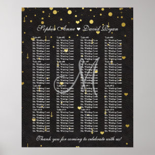 Póster Gráfico de Asientos de Boda de Cuero Negro con Con