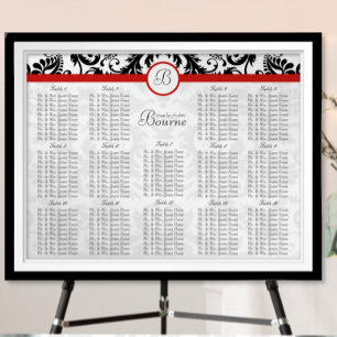 Póster Gráfico de Asientos de Boda de Damasco Negro Vinta