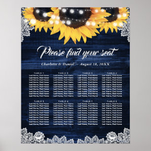 Póster Gráfico de Asientos de Boda de Encaje de Girasol A