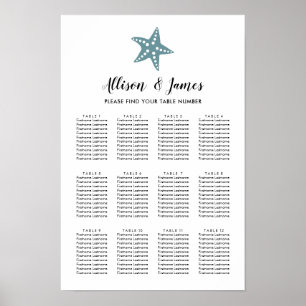 Póster Gráfico de Asientos de Boda de Estrella de Mar Mod