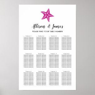 Póster Gráfico de Asientos de Boda de Estrella de Mar Mod
