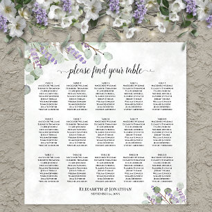 Póster Gráfico de Asientos de Boda de Eucalipto Lavanda d