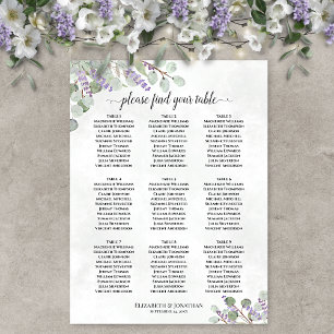 Póster Gráfico de Asientos de Boda de Eucalipto Lavanda d