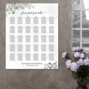 Póster Gráfico de Asientos de Boda de Eucalipto Lavanda p