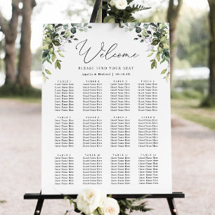 Póster Gráfico de asientos de Boda de eucalipto rústico v