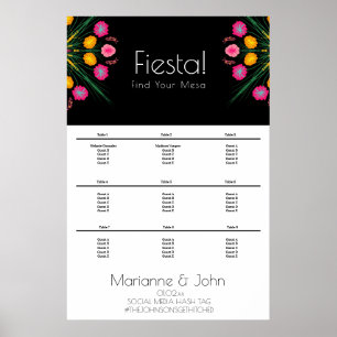Póster Gráfico de Asientos de Boda de Fiesta Mexicana