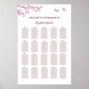 Póster Gráfico de Asientos de Boda de Flor de Cerezo