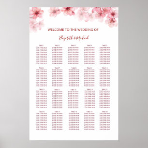 Póster Gráfico de Asientos de Boda de Flor de Cerezo