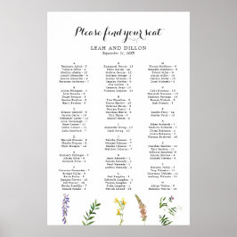 Póster Gráfico de Asientos de Boda de Flor Silvestre Bohe