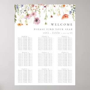 Póster Gráfico de Asientos de Boda de Flor Silvestre Capr