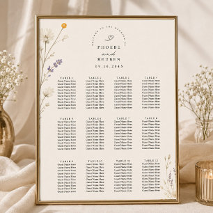Póster Gráfico de Asientos de Boda de Flor Silvestre Eleg