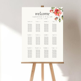 Póster Gráfico de asientos de Boda de flores de color Ros