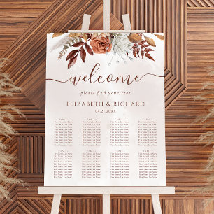 Póster Gráfico de Asientos de Boda de Flores de Terracota