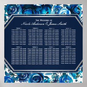 Póster Gráfico de Asientos de Boda de Flores Florales Índ