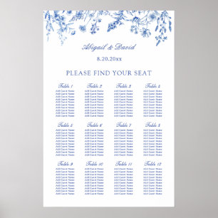 Póster Gráfico de Asientos de Boda de Flores Silvestres A