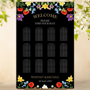 Póster Gráfico de asientos de Boda de flores silvestres c