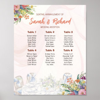 Póster Gráfico de Asientos de Boda de Flores Silvestres R