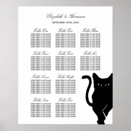 Póster Gráfico de asientos de Boda de gato negro moderno 