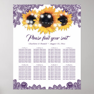 Póster Gráfico de Asientos de Boda de Girasol de Encaje P
