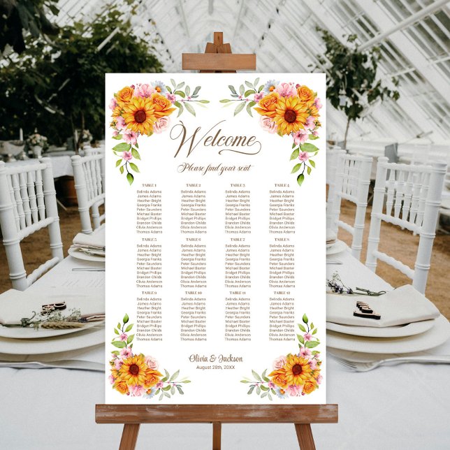 Póster Gráfico de Asientos de Boda de Girasol y Rosa de 1 (Subido por el creador)