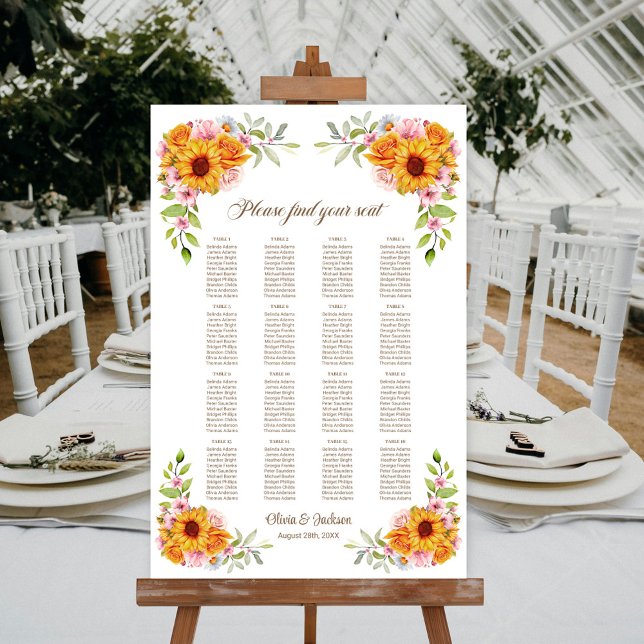 Póster Gráfico de Asientos de Boda de Girasoles para 16 M (Subido por el creador)