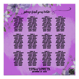 Póster Gráfico de asientos de Boda de guiones