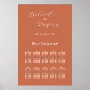 Póster Gráfico de asientos de Boda de guiones elegantes d