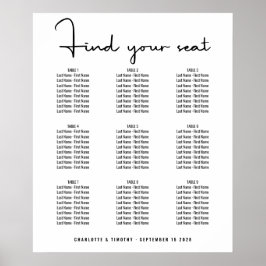 Póster Gráfico de asientos de Boda de guiones negrita min