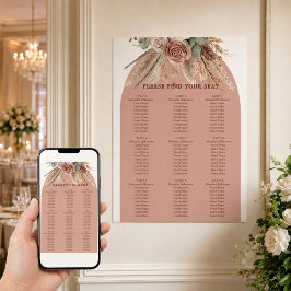 Póster Gráfico de asientos de boda de hierba de pampas ma