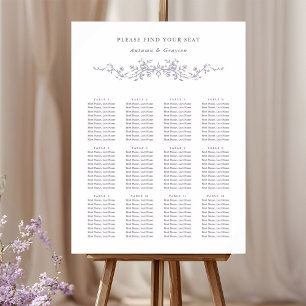 Póster Gráfico de Asientos de Boda de Lavanda Francesa co
