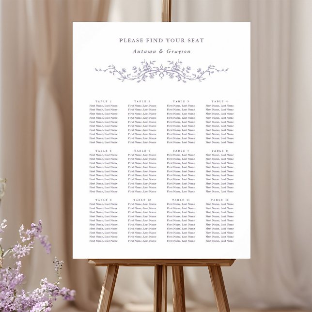 Póster Gráfico de Asientos de Boda de Lavanda Francesa co (Subido por el creador)