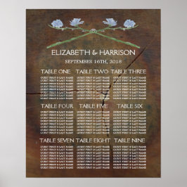 Póster Gráfico de asientos de Boda de madera de roble de 