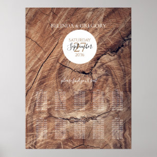 Póster Gráfico de asientos de Boda de madera rústica