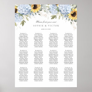 Póster Gráfico de Asientos de Boda de Mesa 12 Hortensia F