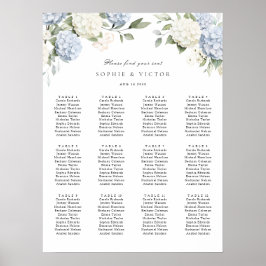 Póster Gráfico de Asientos de Boda de Mesa 12 Hortensias